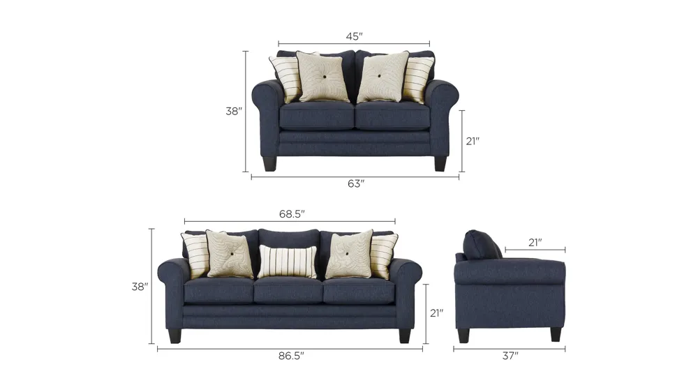 McKinley Living Room Set Dimensions