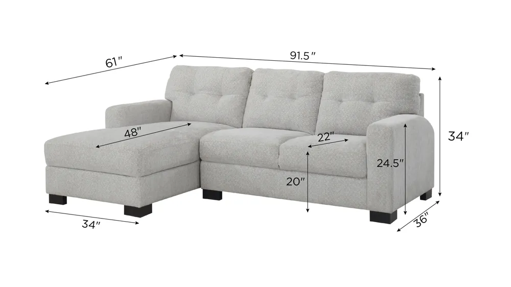 Pierce 2-pc. Sofa Chaise Dimensions