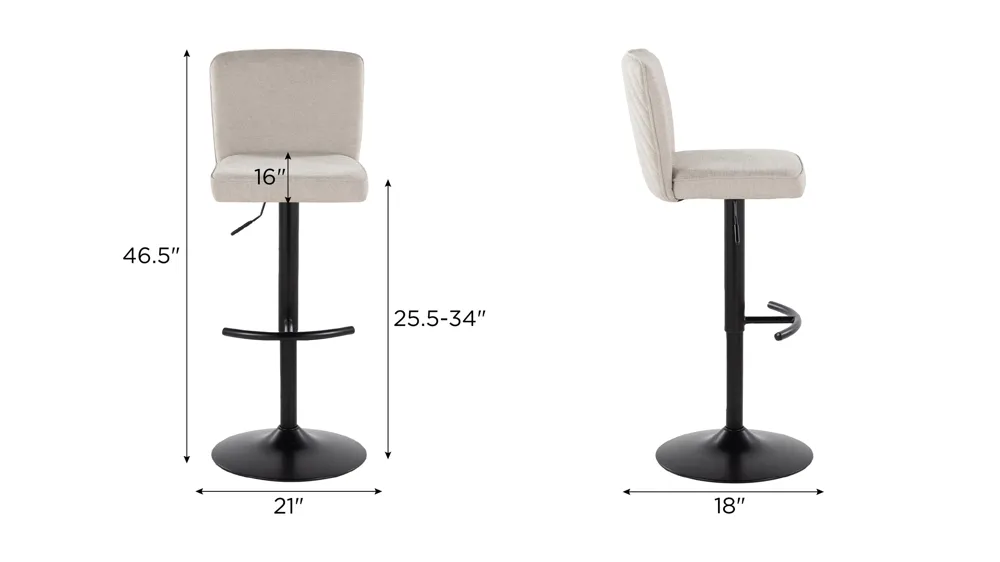 Henry Adjustable Barstool - Set of 2 Dimensions