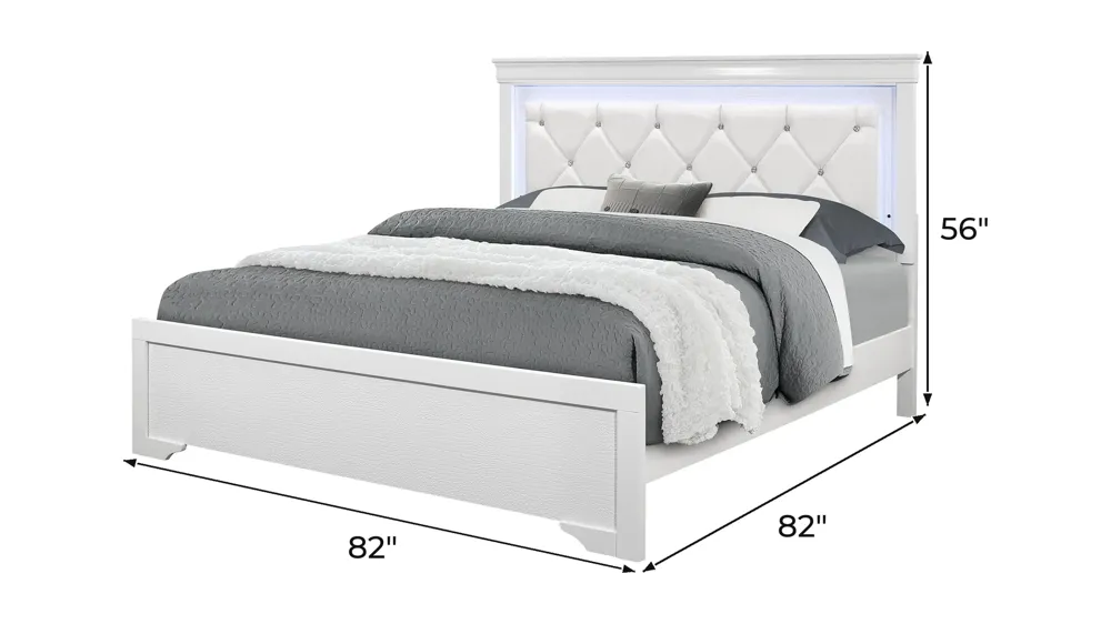 Pompei King Bed w/ LED Light Dimensions