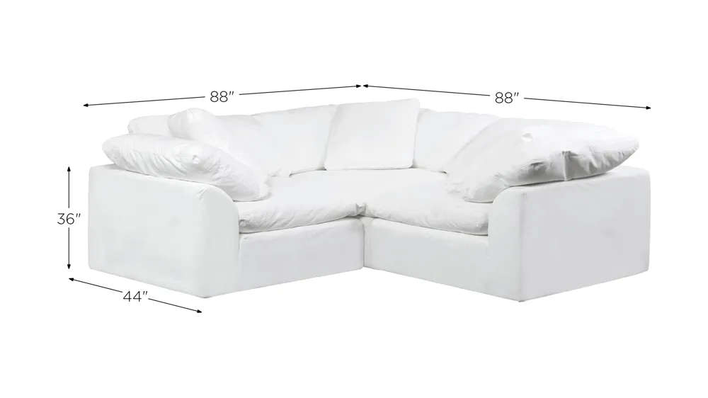 Puff Slipcover 3-pc. Sectional Dimensions
