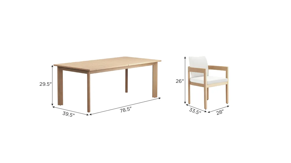 Wesley 9-pc. Outdoor Patio Dining Set Dimensions