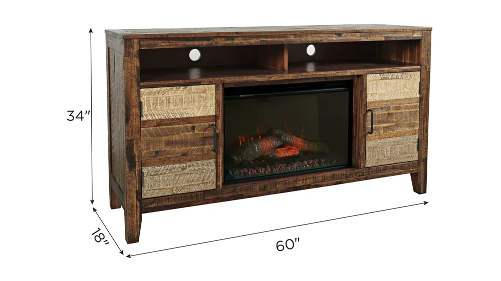 Painted Canyon TV Stand w/ Electric Fireplace Dimensions