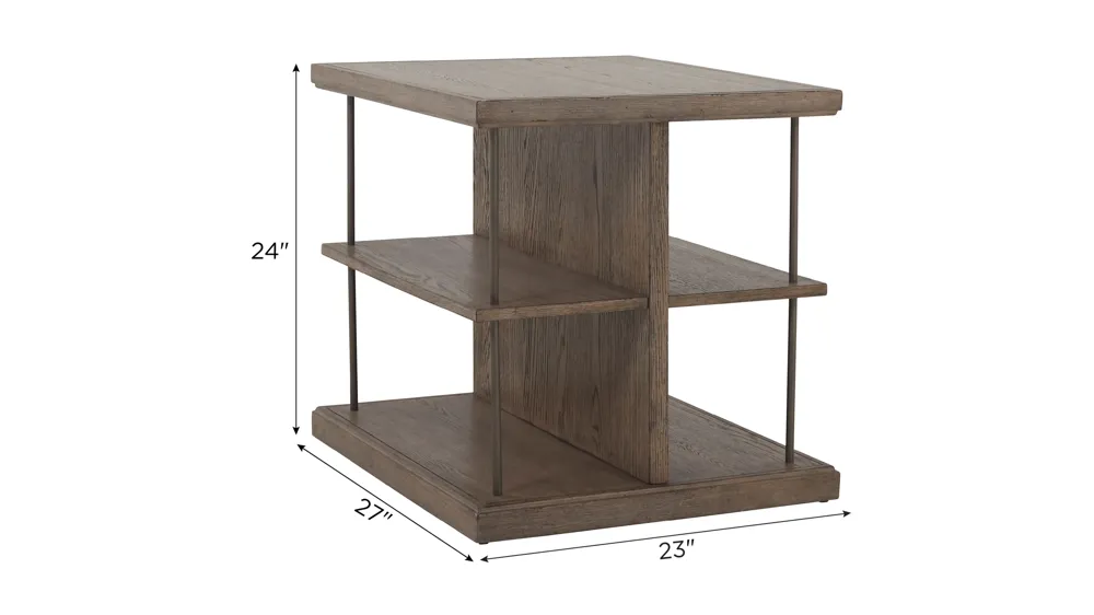 City Scape End Table w/ Shelves Dimensions