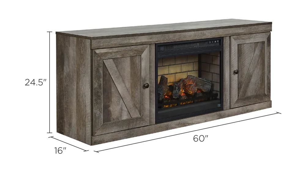 Wynnlow TV Console w/ Electric Fireplace Dimensions