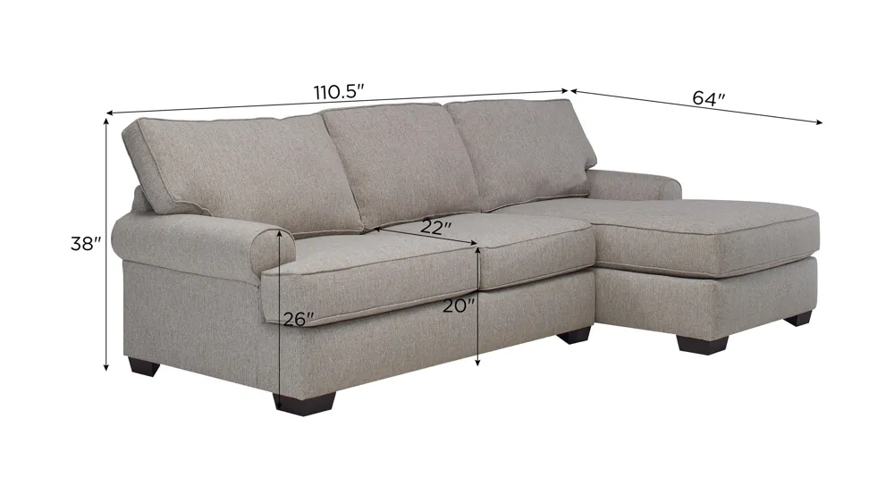 Suzanne 2-pc. Sectional Dimensions