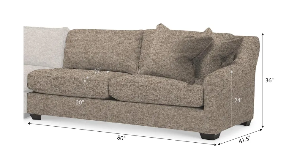 Thatcher Right Arm Facing Loveseat Dimensions