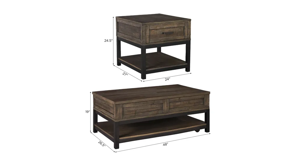 Johurst 3-pc. Occasional Tables w/Casters Dimensions
