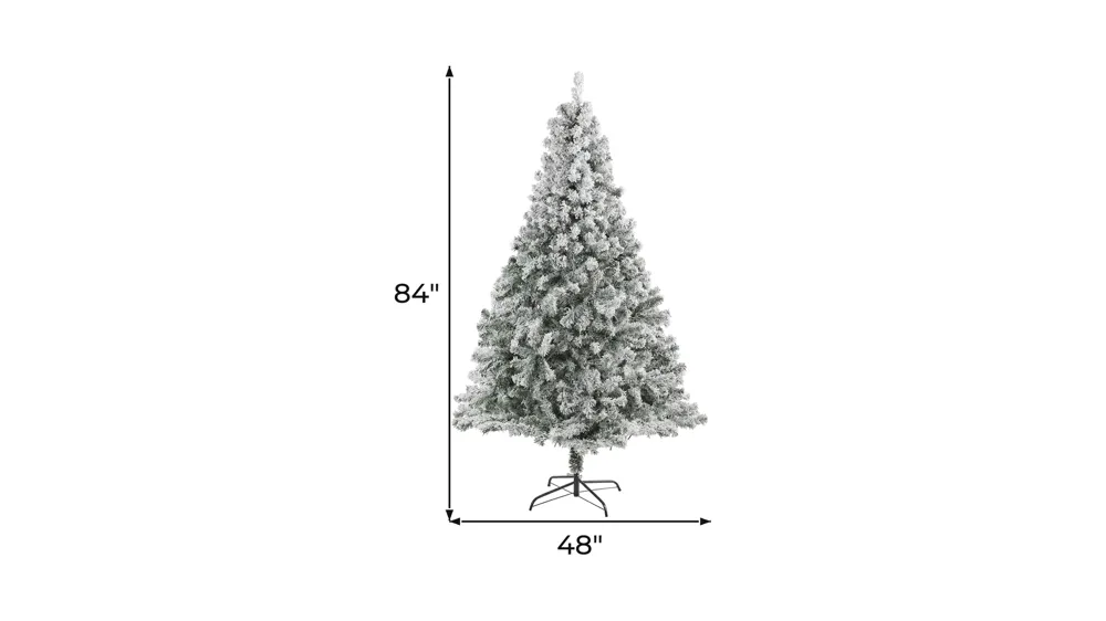 7ft. Flocked Rock Springs Spruce Artificial Christmas Tree Dimensions