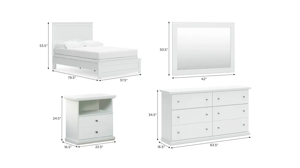 Adele 4-pc. Bedroom Set Dimensions