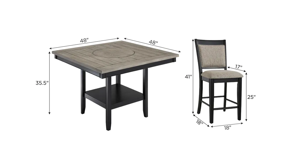 Lysander 5-pc. Counter-Height Dining Set Dimensions