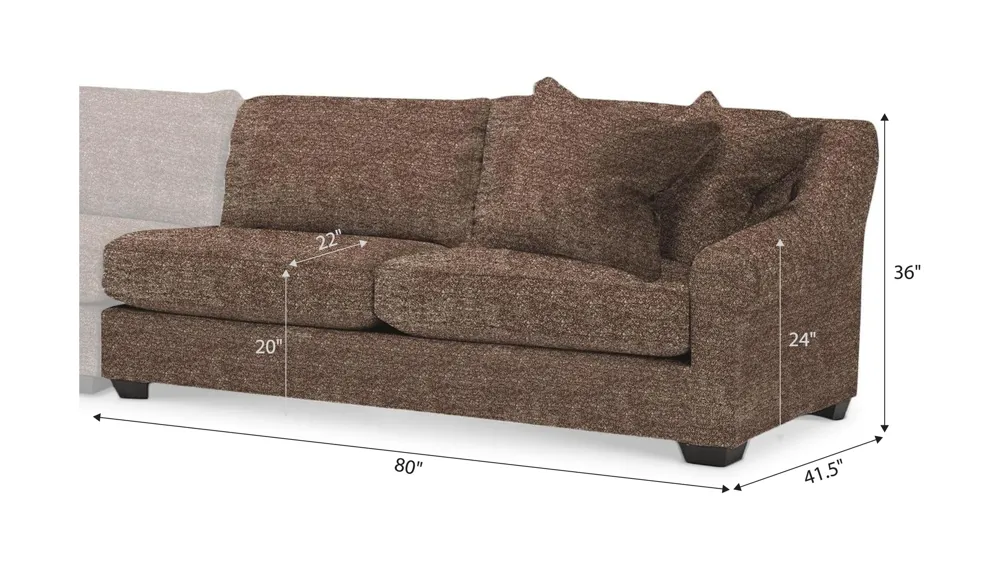 Thatcher Right Arm Facing Loveseat Dimensions