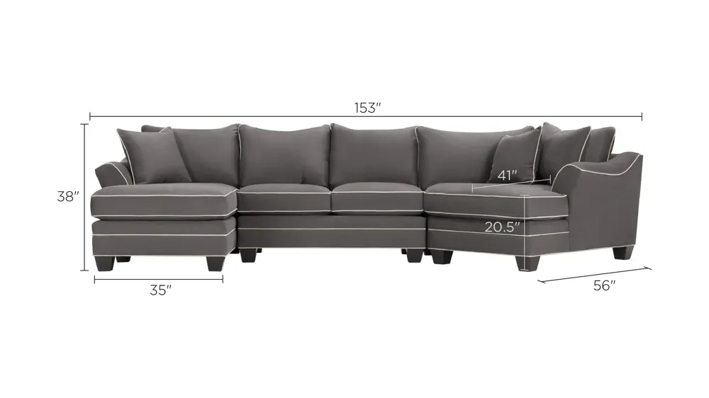 Foresthill 3-pc. Left Hand Facing Sectional Sofa Dimensions