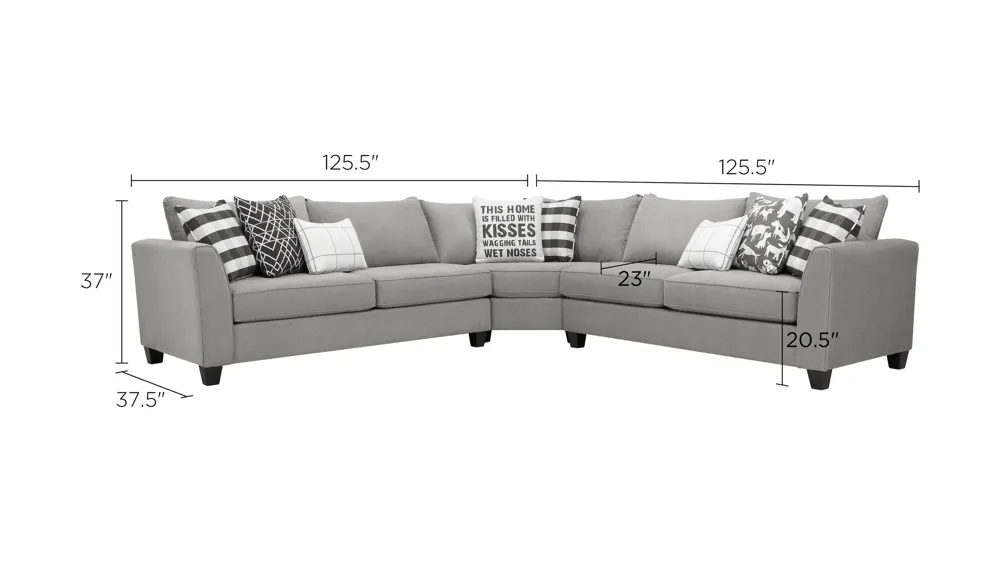 Daine 3-pc. Sectional Sofa Dimensions