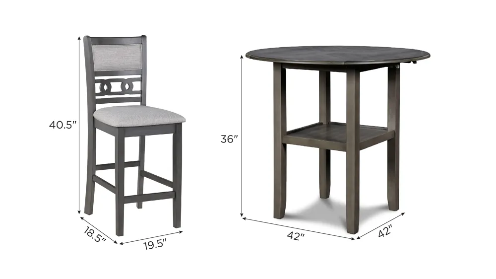 Millie 5-pc. Counter Dining Set Dimensions