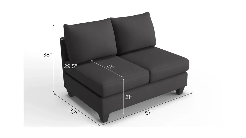Piper Chenille Armless Loveseat Dimensions