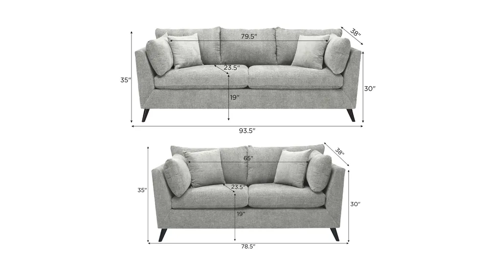 Caruso Living Room Set Dimensions