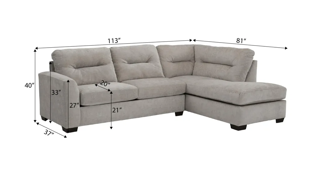 Oliver 2-pc. Sectional Dimensions