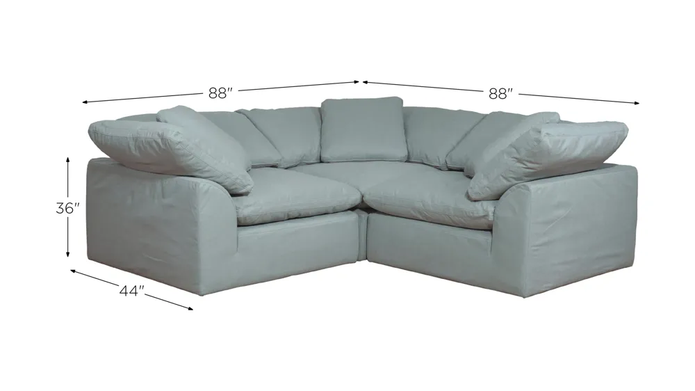 Puff Slipcover 3-pc. Sectional Dimensions