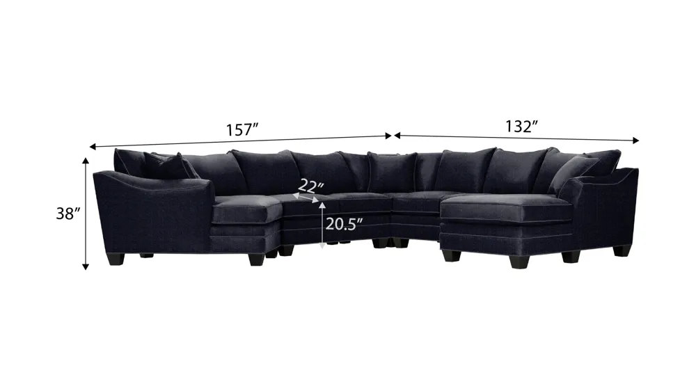 Foresthill 5-pc. Right Hand Facing Sectional Sofa Dimensions