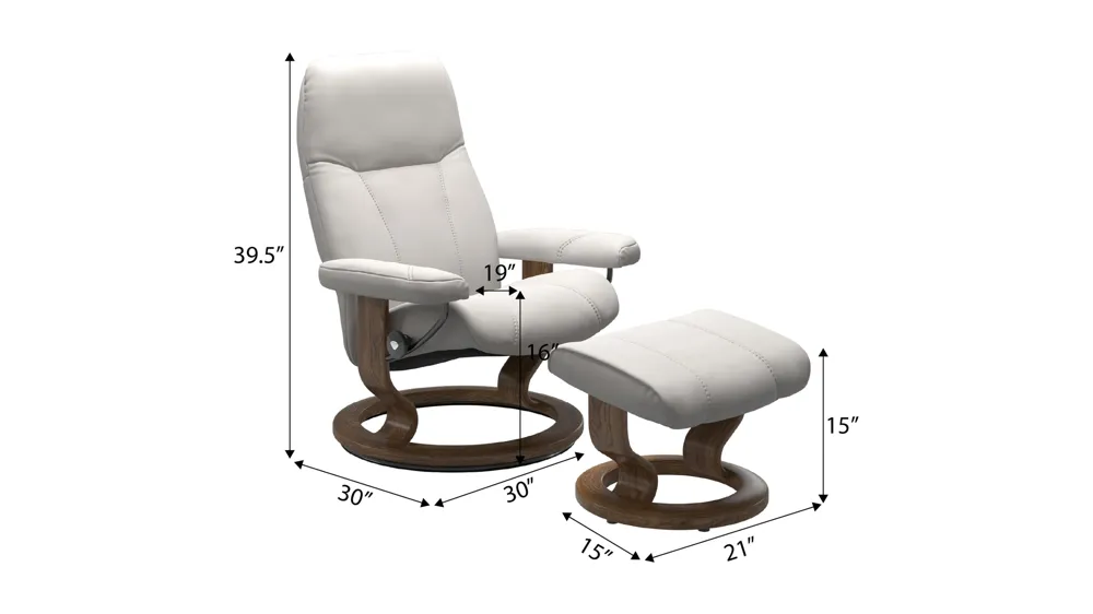 Consul Medium Recliner & Ottoman Dimensions