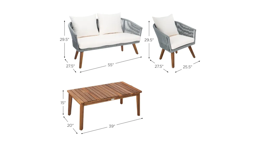 Velso 4-pc. Patio Set Dimensions