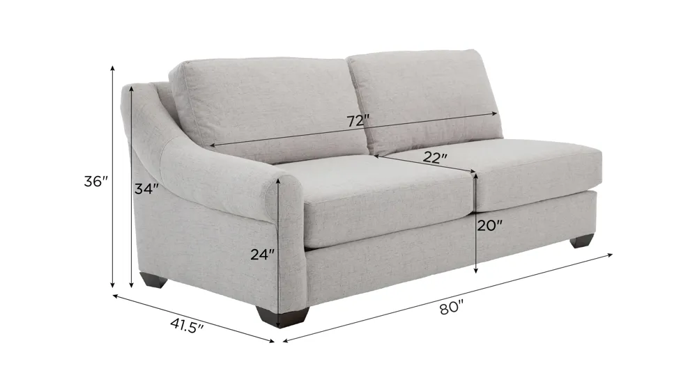 Thatcher Left Arm Facing Loveseat Dimensions