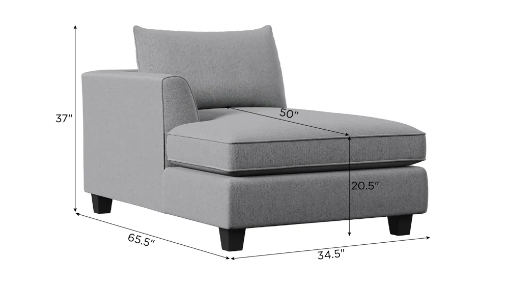Daine Left Arm Facing Chaise Dimensions