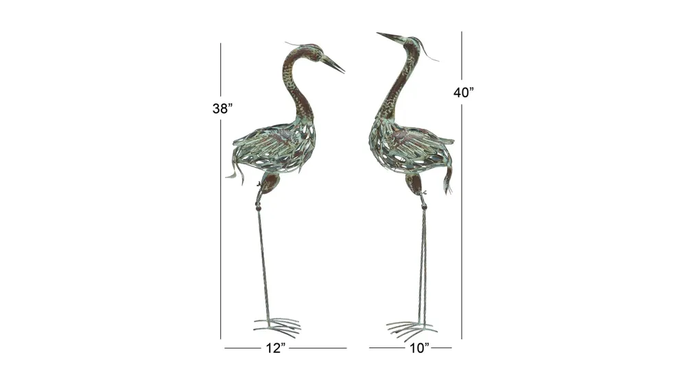 Ivy Collection Green Metal Garden Sculpture Set of 2 Dimensions