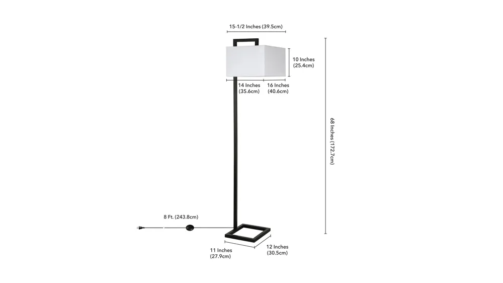 Lyssa Square Base Floor Lamp Dimensions
