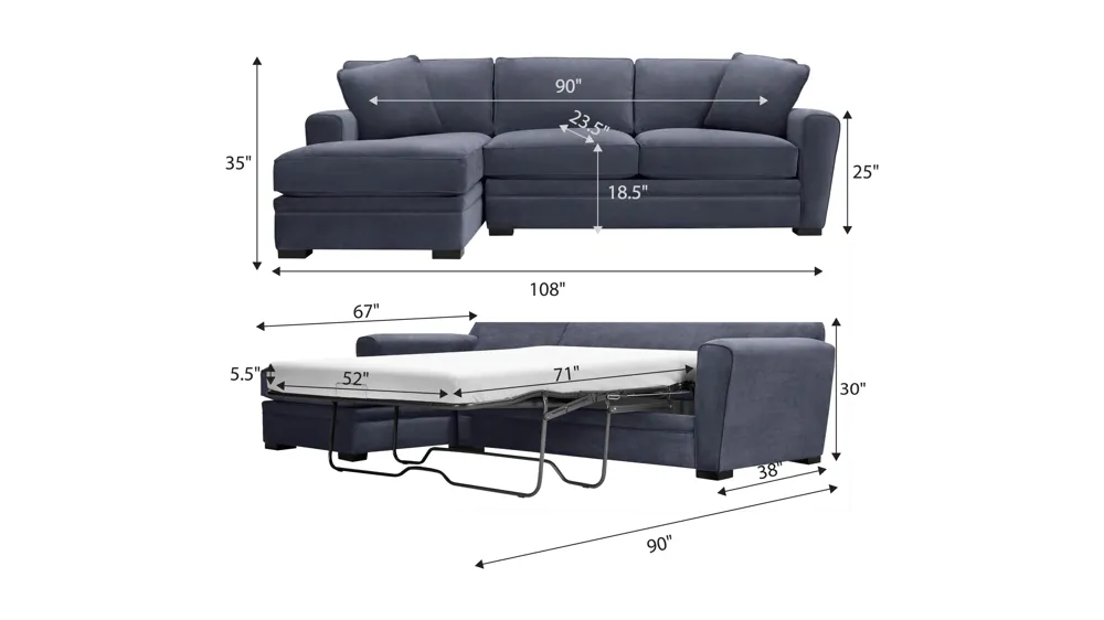 Artemis II 2-pc. Sectional w/ Full Sleeper Dimensions