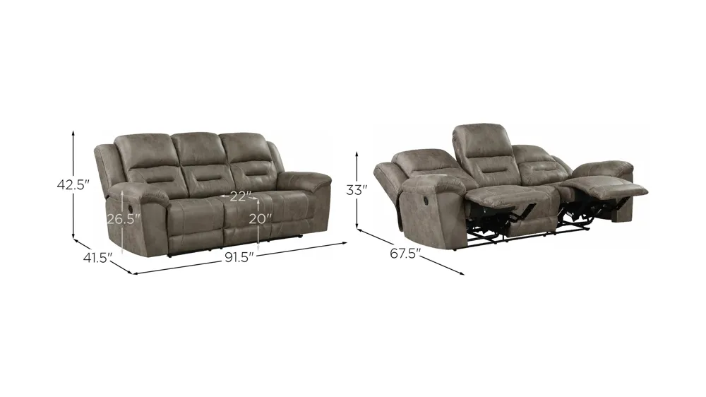 Dallas Double Reclining Sofa Dimensions