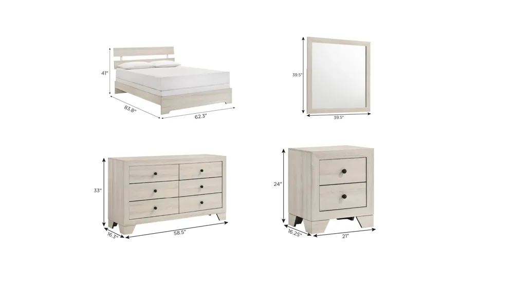 Atticus 4-pc. Platform Bedroom Set Dimensions