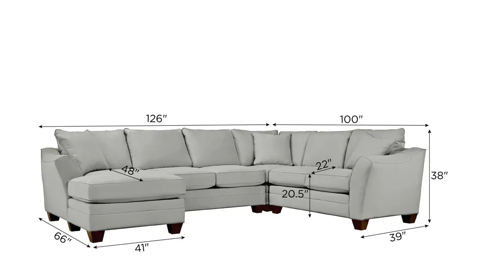 Foresthill 4-pc. Left Hand Chaise Sectional Sofa Dimensions