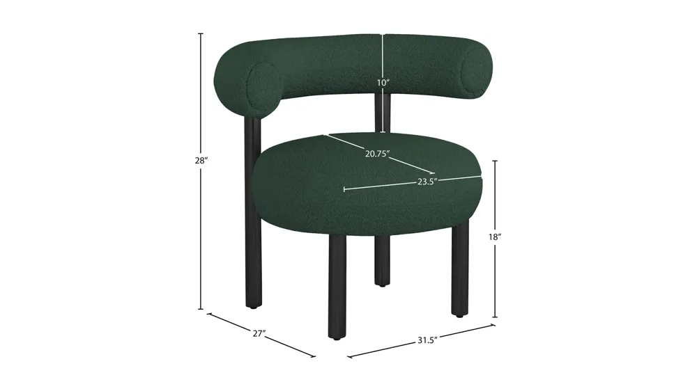 Bordeaux Boucle Fabric Accent Chair Dimensions