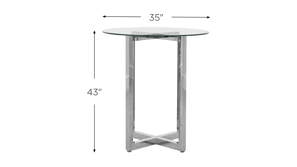 Amalfi Glass Bar Height Dining Table Dimensions