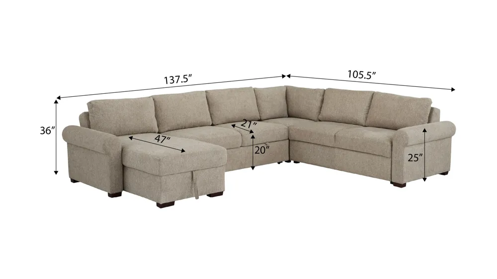Juniper 5-pc. Sectional Dimensions