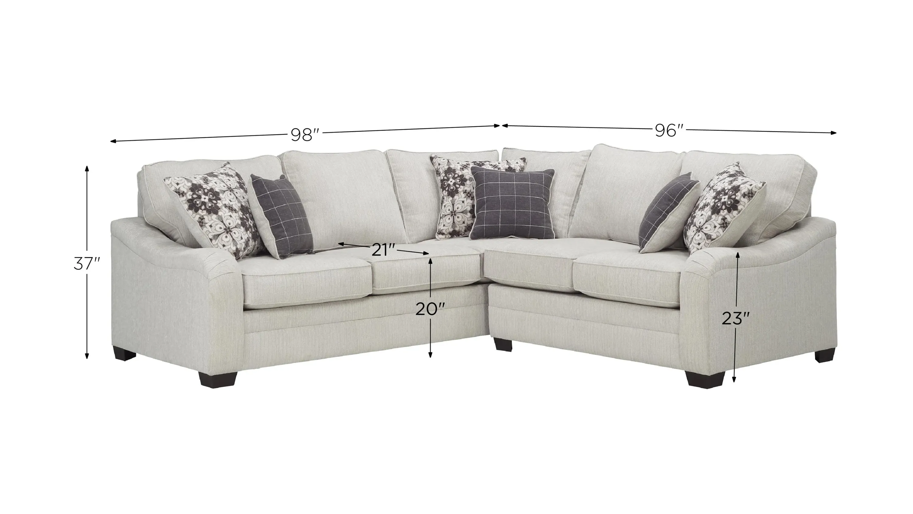 美品 Kearny flanagan Caid 2-pc. Chenille Sectional Sofa | Raymour & Flanigan