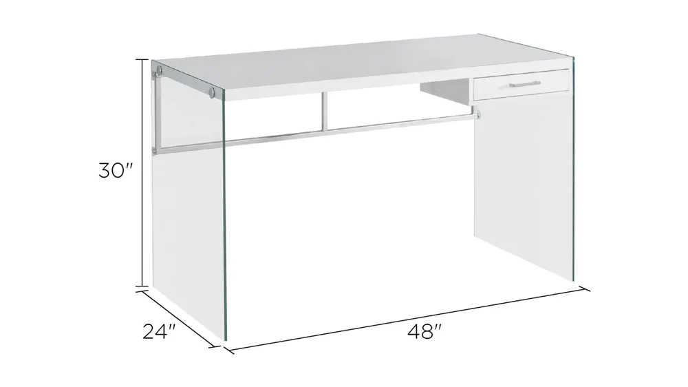 Barnabus Computer Desk with Glass Panels Dimensions