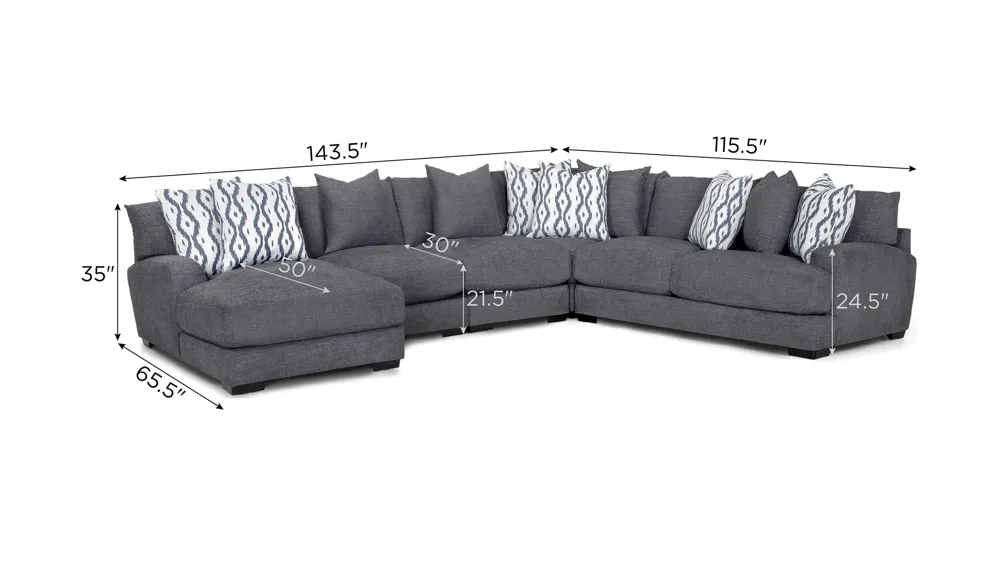 Carter 4-pc. Sectional Dimensions