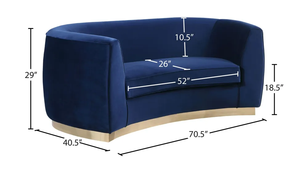 Julian Velvet Loveseat Dimensions