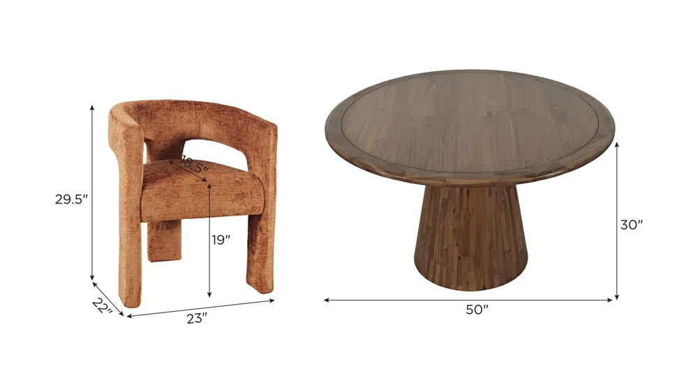 Gwen Dining Set -5pc. Dimensions