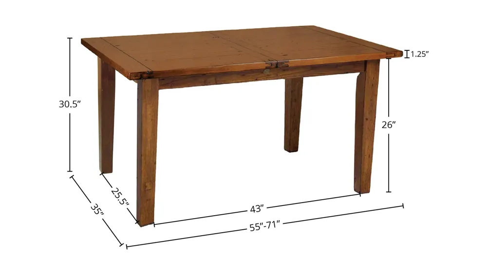 Irish Coast Regular Extension Dining Table (55"/71") - African Dusk Dimensions