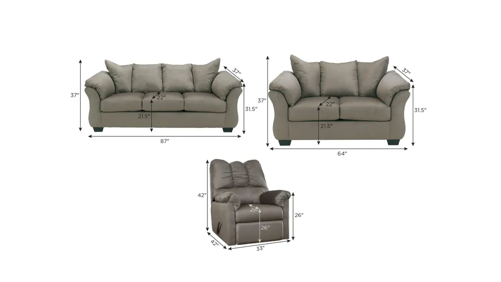 Whitman Living Room Set Dimensions