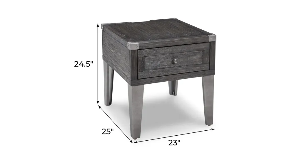 Todoe End Table with USB Ports & Outlets Dimensions