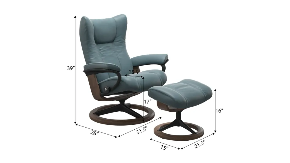 Wing Small Signature Chair & Ottoman Dimensions