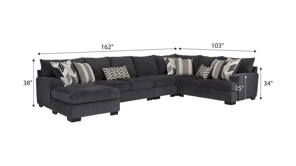 Cooper 5-pc. Sectional Dimensions