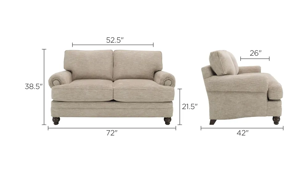 Tifton Chenille Loveseat Dimensions