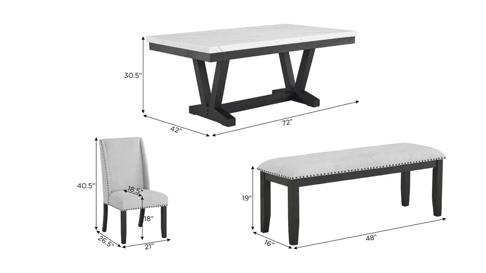 Vance 6-pc. Dining Set Dimensions