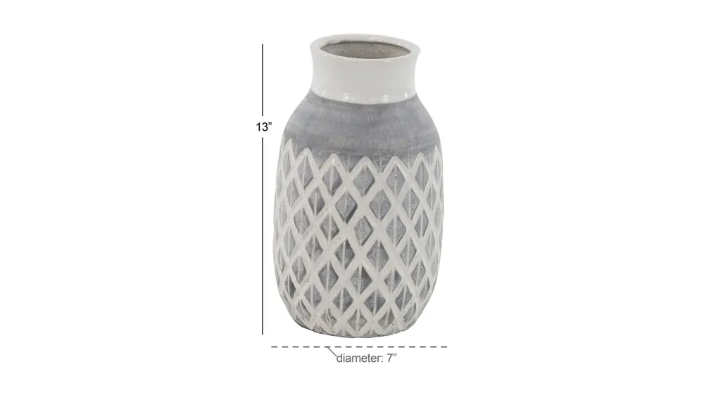 Ivy Collection White Ceramic Coastal Vase Dimensions